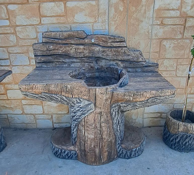 Барбекю ,чешми, мивки от щампован бетон