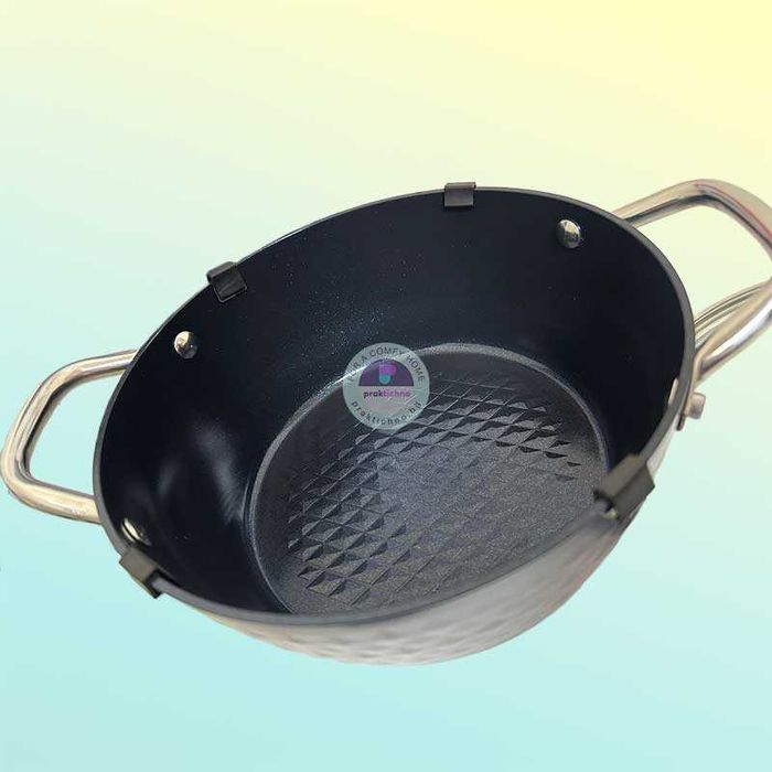 Диамантена тенджера с капак 20 см, керамика, индукционна основа