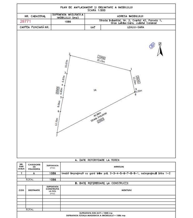 Teren intravilan Călărași Lehliu Gara | ZONA CENTRALA | DN 3