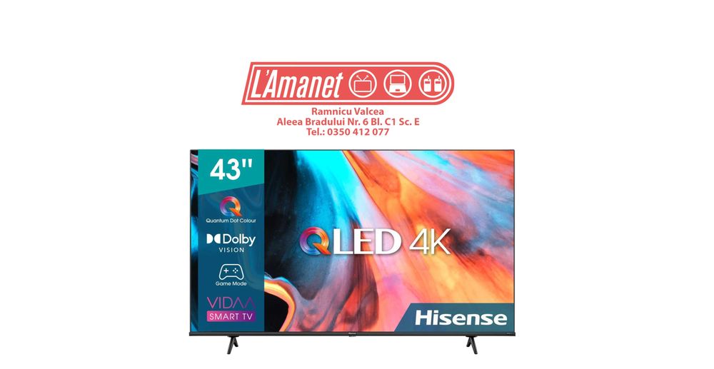 TV Smart QLed 43" Hisense 43E7HQ Ultra HD 4K HDR 10+ 108cm WiFi