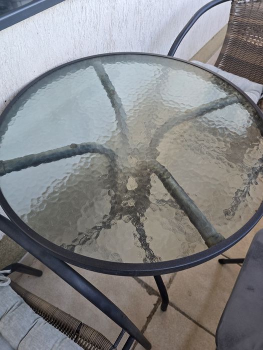 Masa cu scaune terasa - cu pernuțe si încă 1 scaun - 60×70
