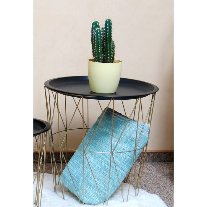 Masuta Masa de cafea Metalica / Noptiera / Cos Depozitare 44 x 32 x 39 cm, Metal Auriu Antichizat cu negru