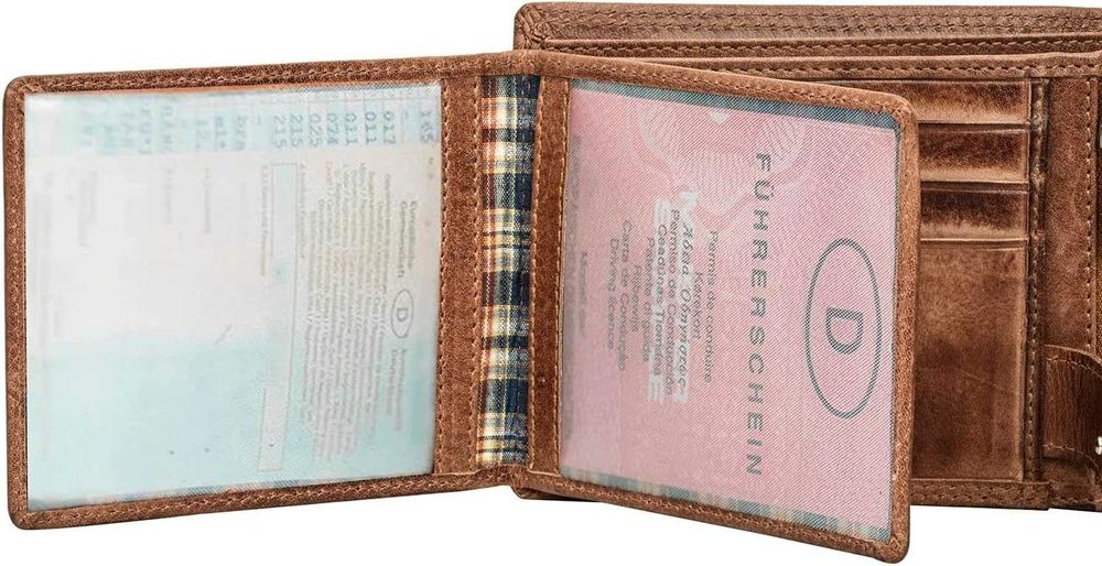 Portofel Volmer din piele naturala, cu cusatura dubla,