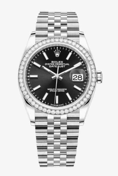 NEW Rolex Datejust 36mm Steel and White Gold rbr black