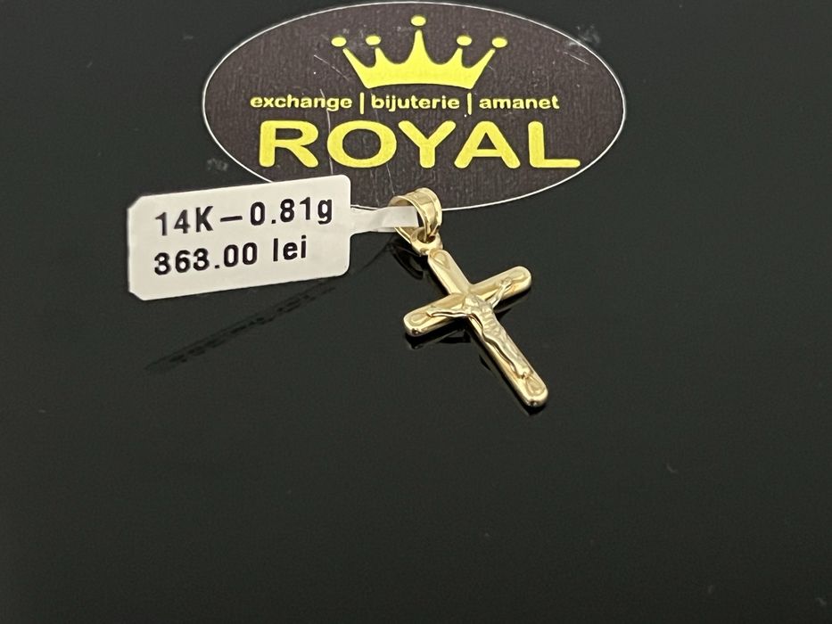 Bijuteria Royal CB : Pandantiv cruce aur 14k 585  0,81 gr