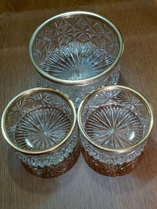 Хрусталь Вазы с мельхиоровым ободком