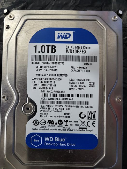 Vand HDD 1 T (terabyte) WD blue