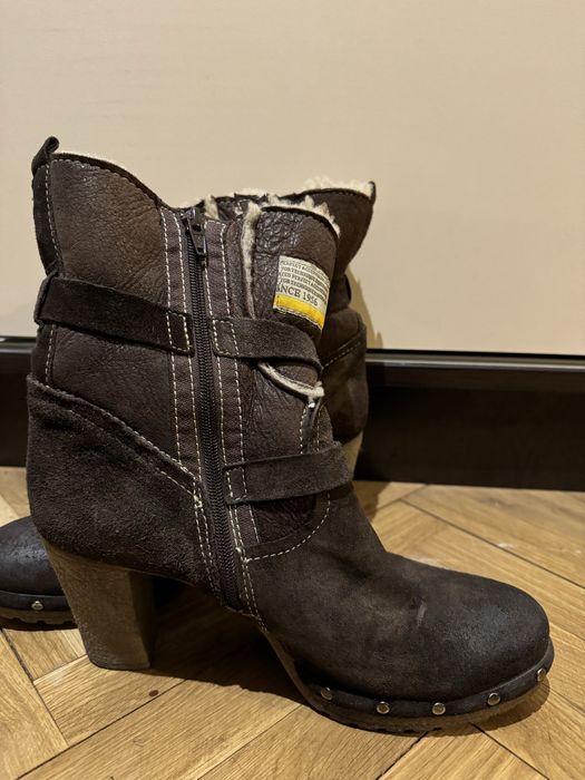 Кафяви боти на ток естествена кожа