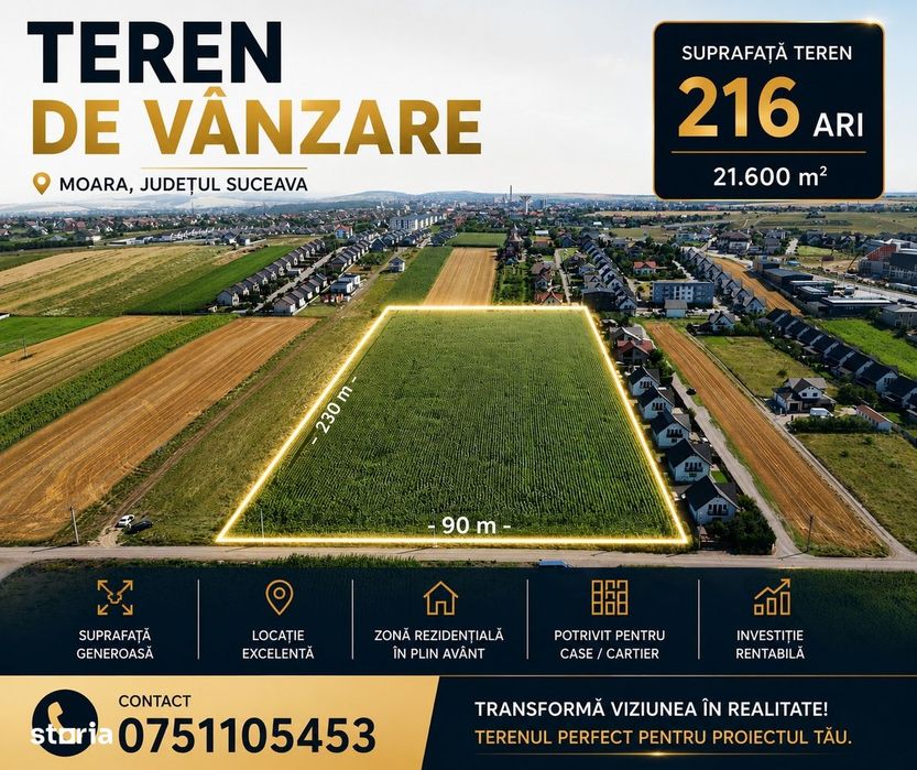 216 ari• lângă Campusul USV Moara Ideal pentru dezvoltare rezidențială
