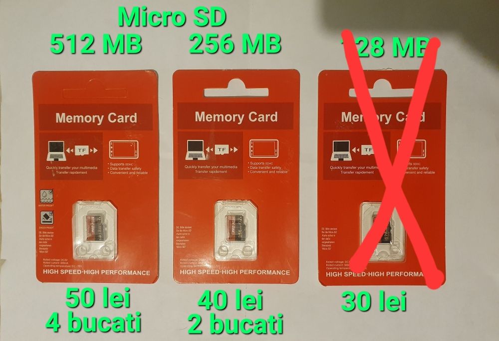 Carduri de memorie : 256/512 MB