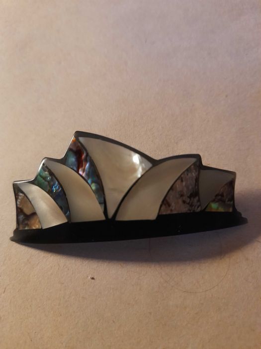 Brose sidef scoica abalone stea mare placata Ag+brosa vintage 6cm