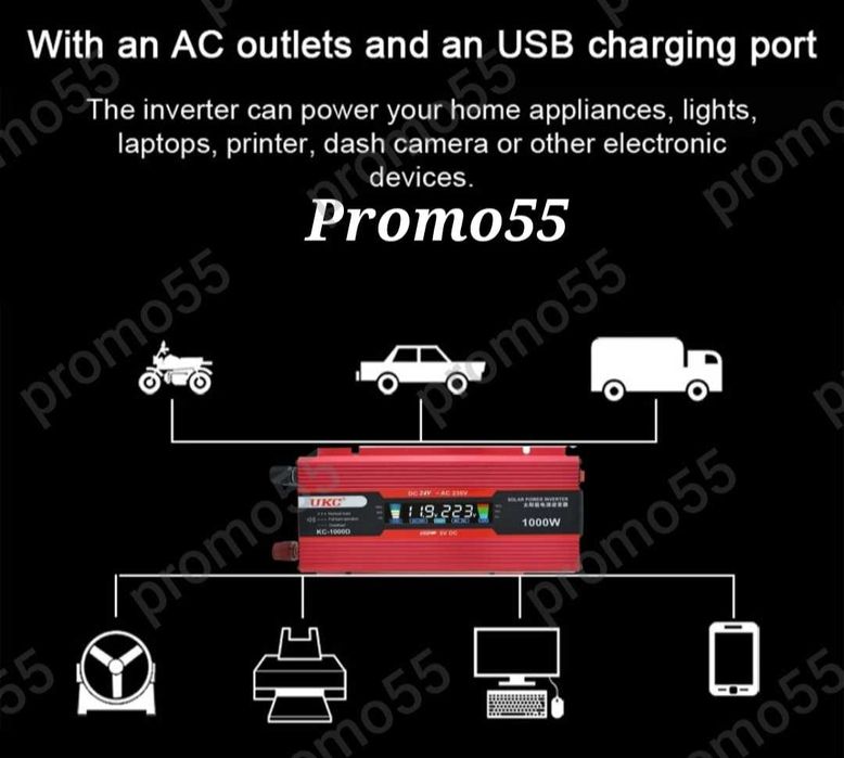 Качествен инвертор UKC 500w 1000w 2000w 4000w 12V 220V/ 24V 220V