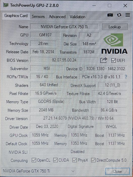 I5-3330 4/4 • Ozu 8.GB • GTX.750 Ti 2.GB