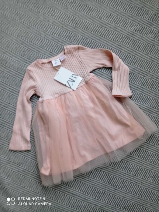 Zara рокля с тюл размер 12-18м