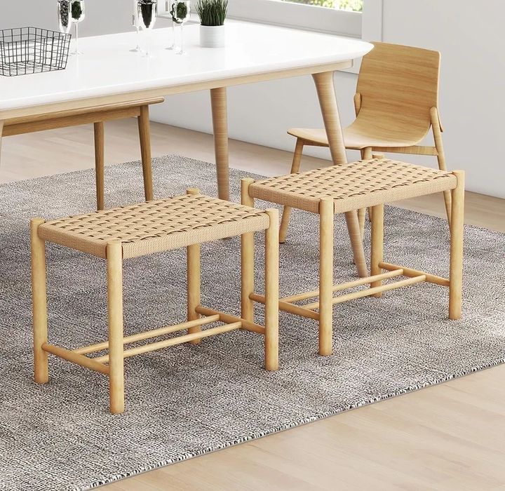 2 бр. Кухненски трапезарен комплект 18" с плетена седалка от хартиено