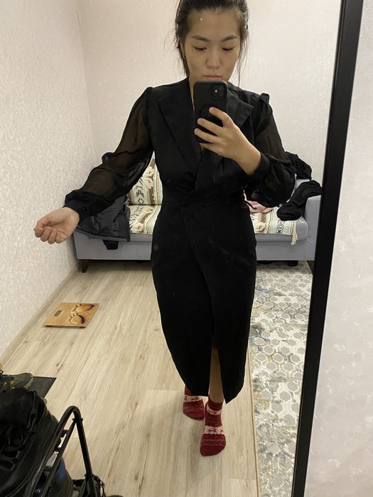 Платье черное, рукова шифон !