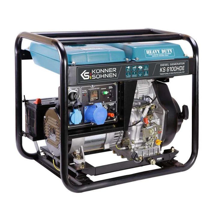Generator de curent diesel monofazat 230V, 5,5 kW "Könner & Söhnen" model KS 6100HDE (EURO V)