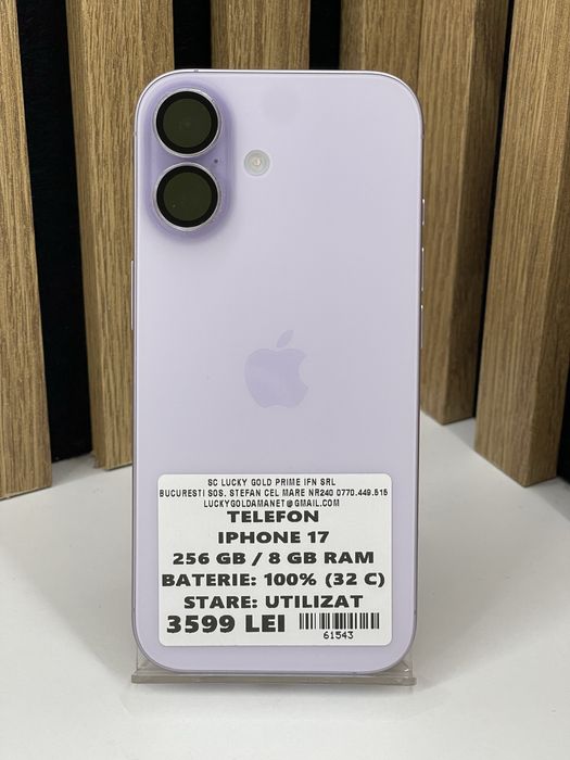 Iphone 17 256Gb 100% baterie (32 cicluri) Garantie / Factura #61543