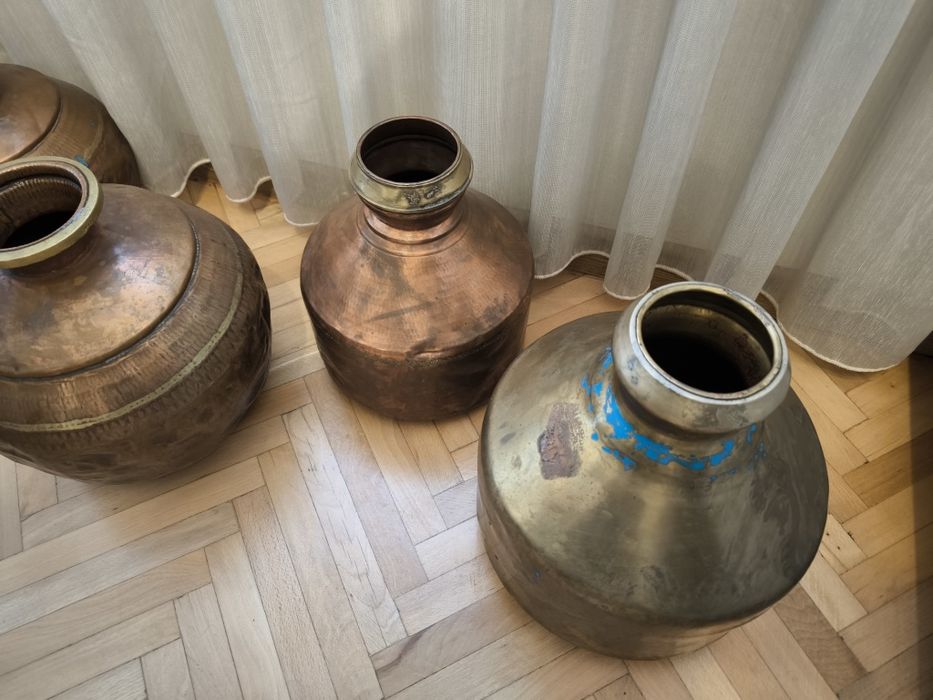 комплект ориенталски ръчно ковани медни и месингови съдове