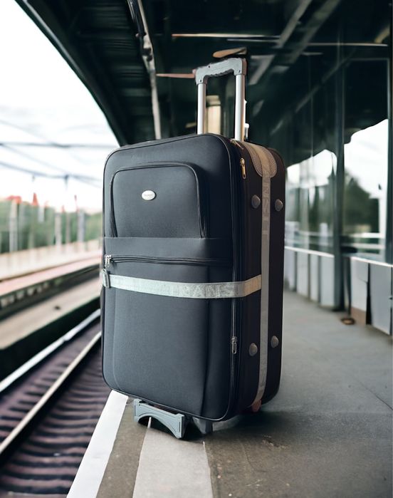 Пътнически куфар за багаж 78x57x27см текстилен разширител 5см 3 колела