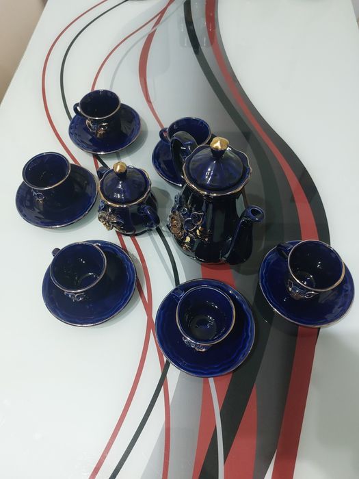 Vand set 6 persoane cafea cobalt albastru