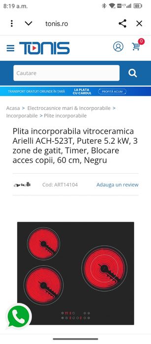 Vând plita vitoceramica noua la cutie.