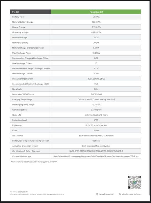 OFERTA!! Acumultor ( Baterie ) Dyness 10.24 kw LiFePo4