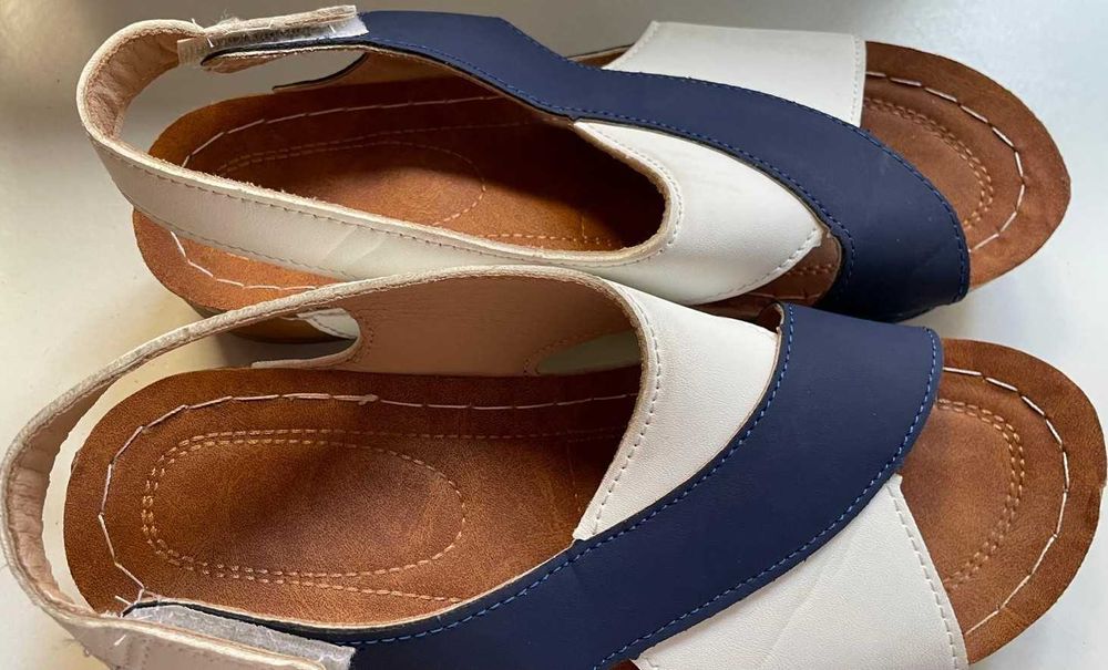 Sandale dama alb_albastru nr 37