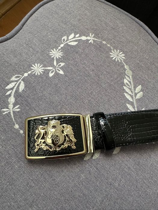 Дамски черен колан с тока от естествена кожа - лак