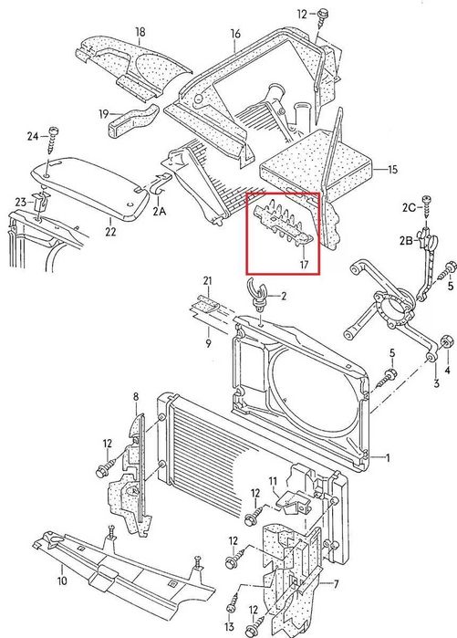 VW Golf Jetta MK2 Акумолатор / Интеркулер направляваща решетка