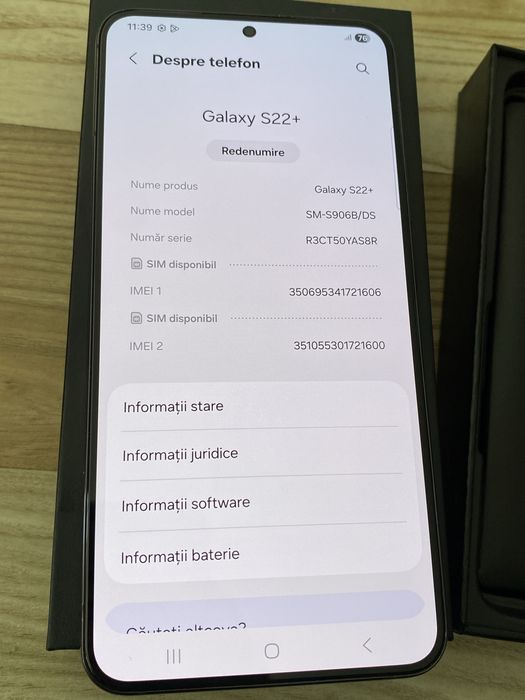 Samsung S22 + Plus , 256 GB , 96% Bateria