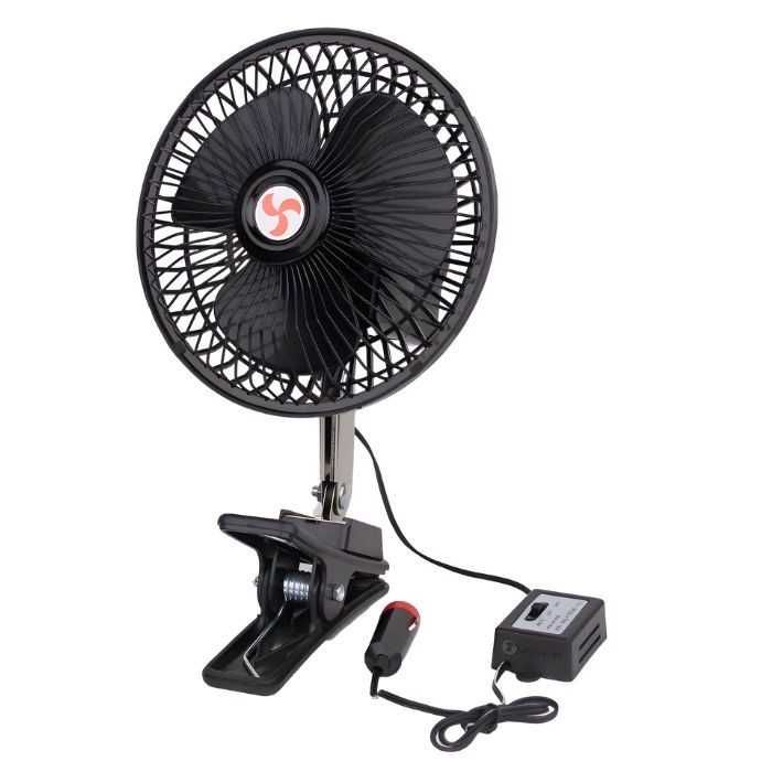 Вентилатор за автомобил Automat-12V, Черен, С щипка