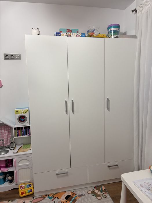 Sifonier Dulap 144x200 3 uși 2 sertare alb