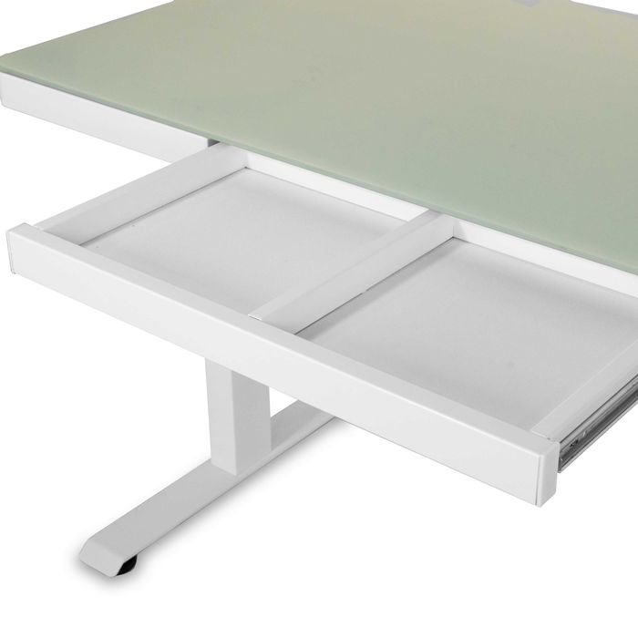 Birou reglabil electric Vitaholm Executive White Glass Top