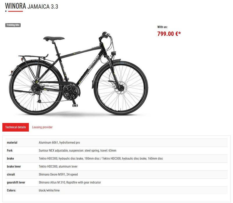 Bicicleta Trekking Winora Man 28 Jamaica 3.3