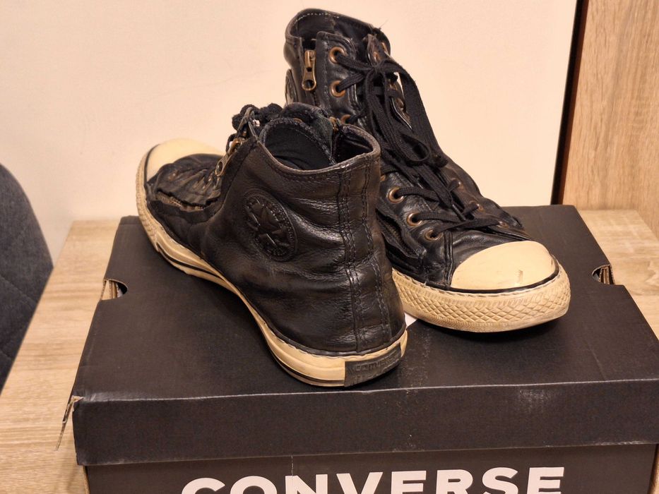 Tenisi / sneakers converse all star piele negru cu fermoar