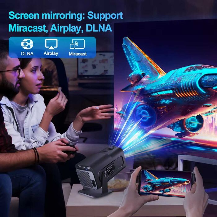 Proiector 4K Android 11 Mini 720P 250ANSI-Real Wifi6 BT5.0