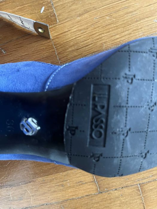 Pantofi piele naturala, albastri, Il Passo, toc robust, masura 36