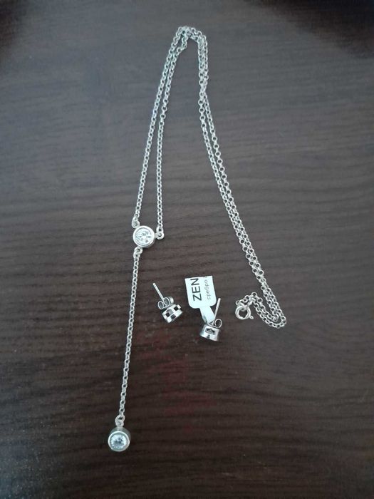 Сребърно колие с обеци