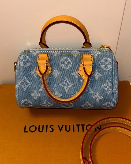 Geanta Louis Vuitton Speedy piele cu denim pe stoc