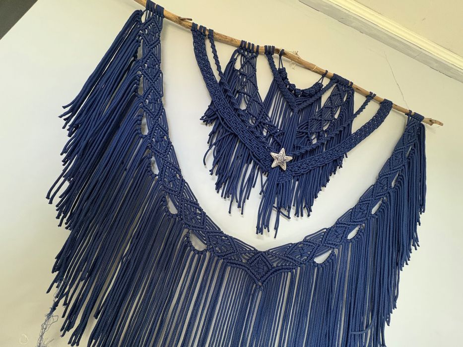 Бохо Макраме панно синее