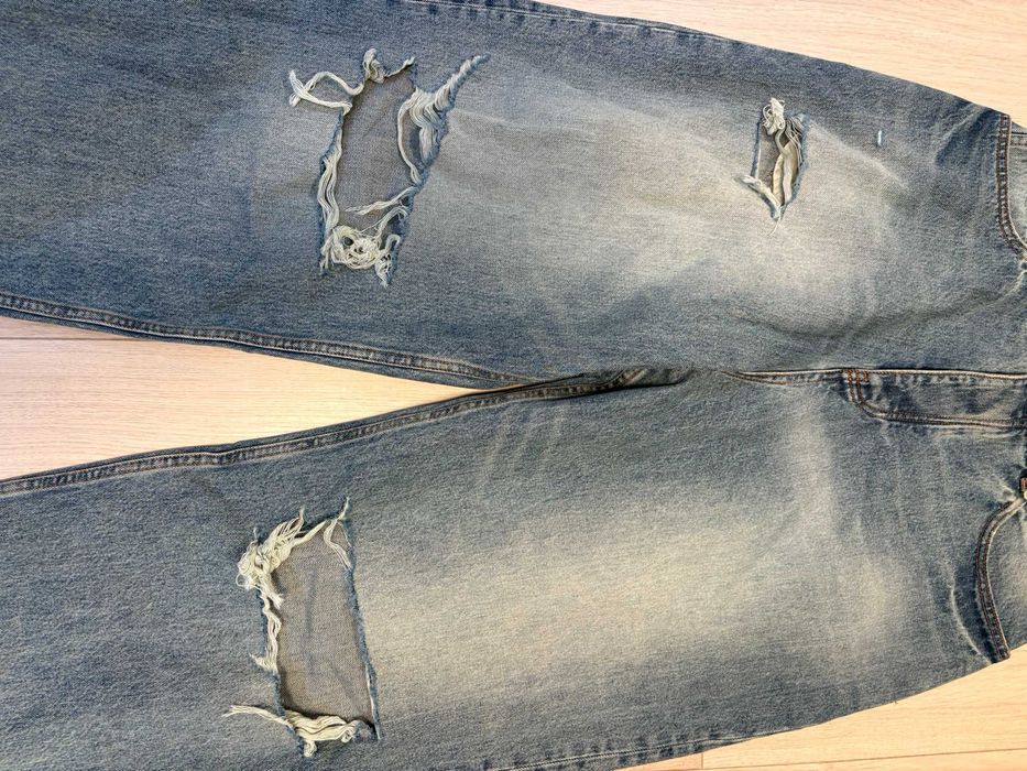 Balenciaga SS23 Baggy Skater Demna Mud Show Ripped Jeans Blue