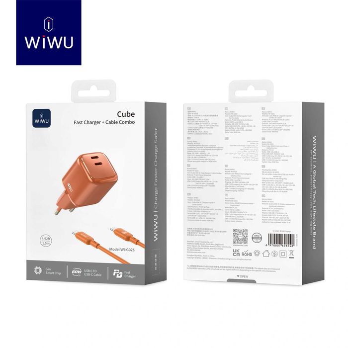WiWU Wi-G025 Cube 45W GaN Adapter 2C For Macbook iPad iWatch iPhone 17