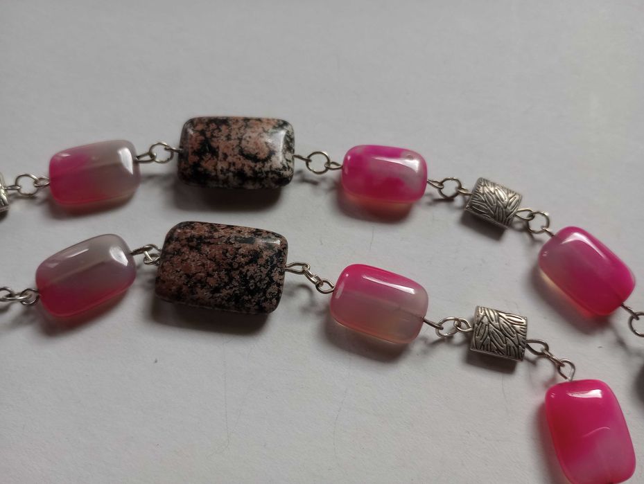 colier lung agate magenta si jasper zebra,chic