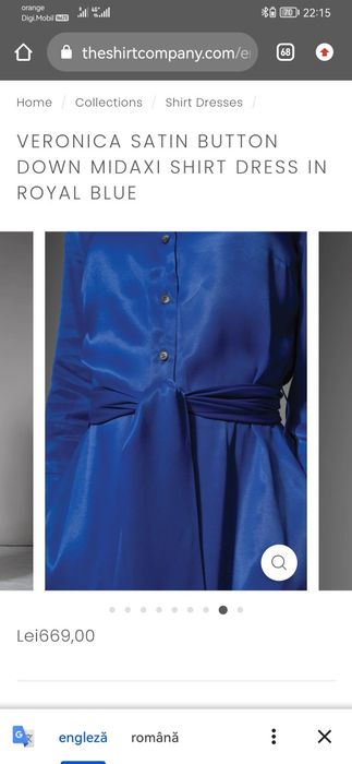 Rochie camasa model Veronica Albastru Regal