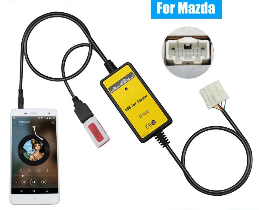 Aux mazda мазда мазда дигитален чейнджър флашка блутут телефон музика