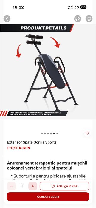 Banca invers Antrenament terapeutic pentru mușchii coloanei vertebrale