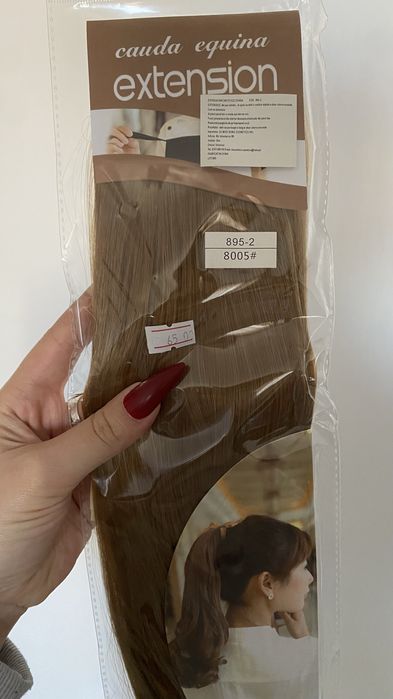 Extensii tip coadă păr sintetic șaten (2 bucăți)