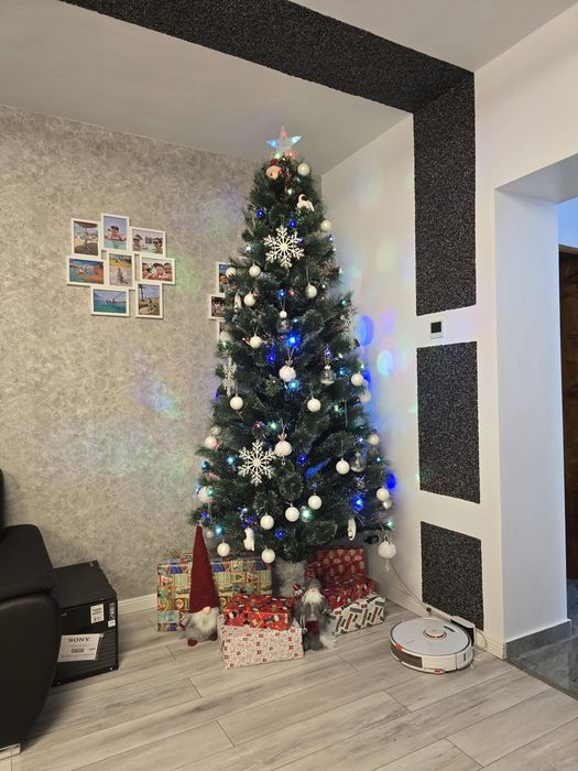 Brad cu lumini led si fibra optica luminata  2.5 metri 250 cm