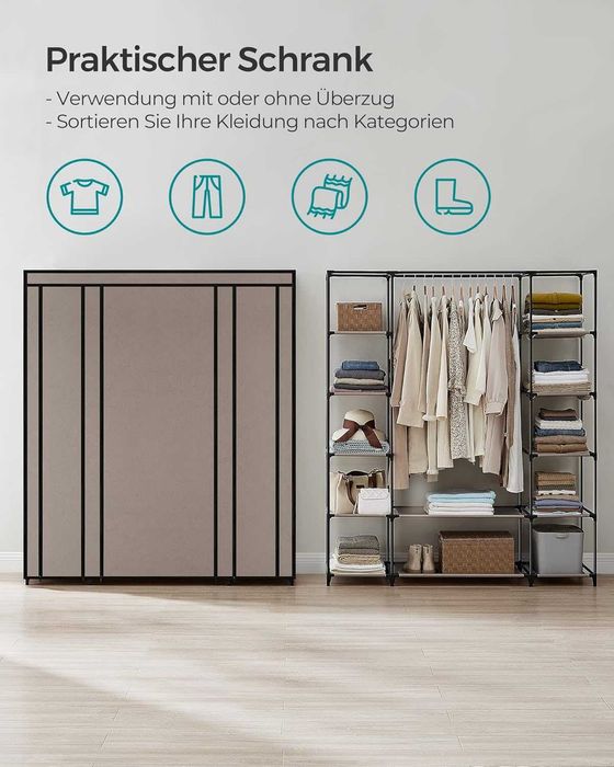 Dulap textil portabil Songmics, 150x45x175 cm, maro